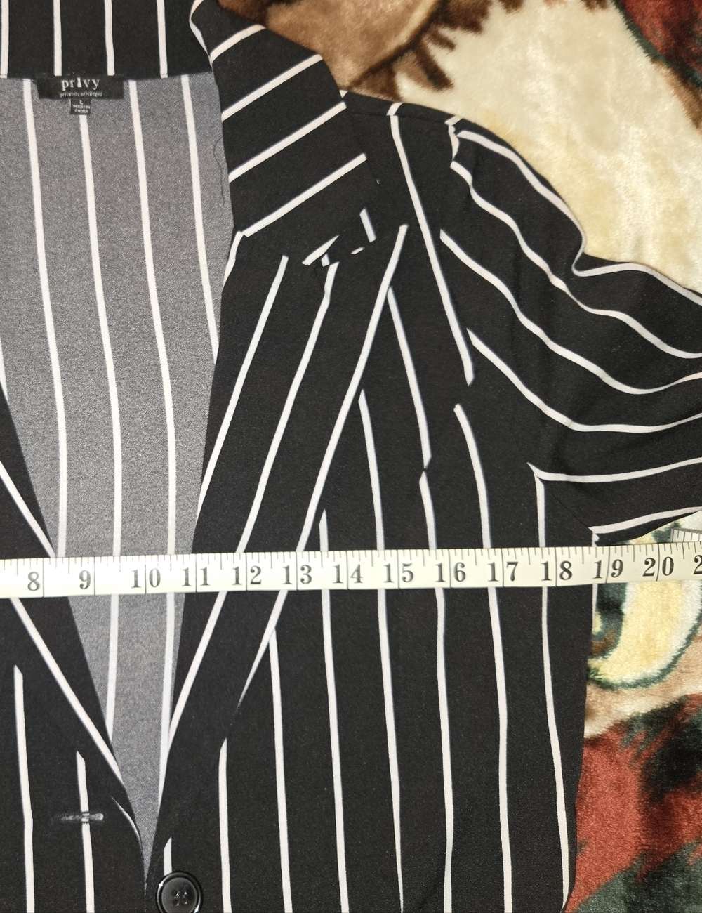 Black & White Striped Longline Women's Blazer - Picture 4 of 5